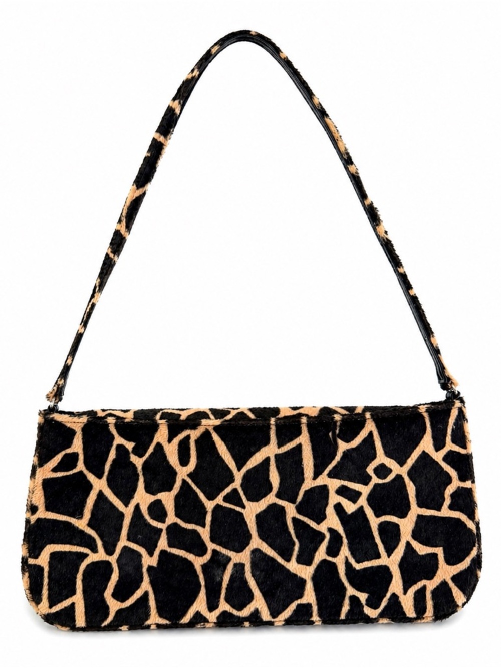 Y2K Giraffe Print Shoulder Bag Faux Fur Baguette Mini Purse no boundaries